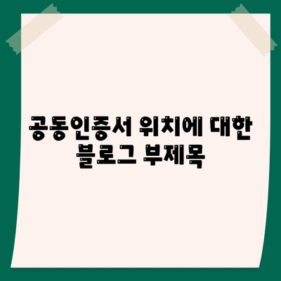 공동인증서 위치