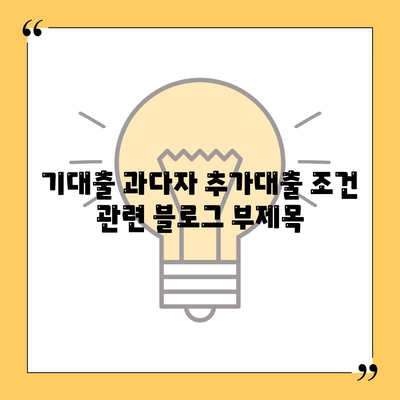 기대출 과다자 추가대출 조건