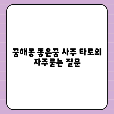 꿈해몽 좋은꿈 사주 타로