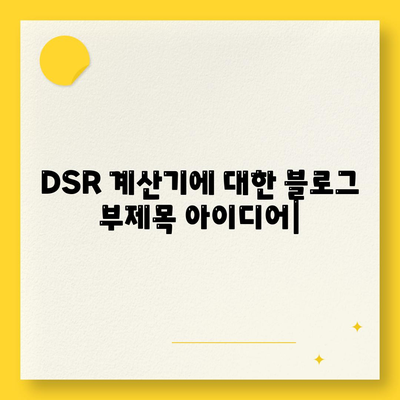 dsr 계산기