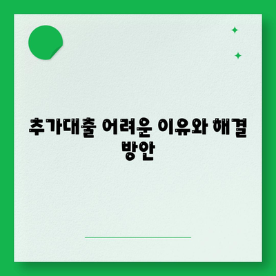 기대출 과다자 추가대출 조건