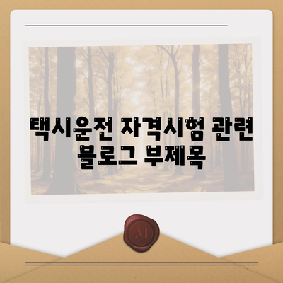 택시운전 자격시험