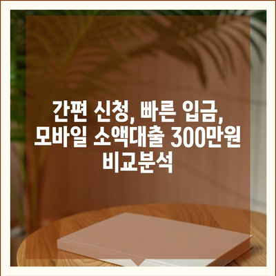 모바일 소액대출 300만원, 즉시 승인 가능한 곳! | 쉬운 신청, 빠른 입금, 저렴한 금리 비교