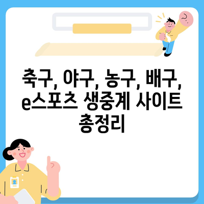 실시간 스포츠 경기 중계 사이트 추천 | 축구, 야구, 농구, 배구, e스포츠 중계