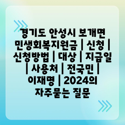 경기도 안성시 보개면 민생회복지원금 | 신청 | 신청방법 | 대상 | 지급일 | 사용처 | 전국민 | 이재명 | 2024