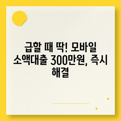 모바일 소액대출 300만원, 즉시 승인 가능한 곳! | 쉬운 신청, 빠른 입금, 저렴한 금리 비교