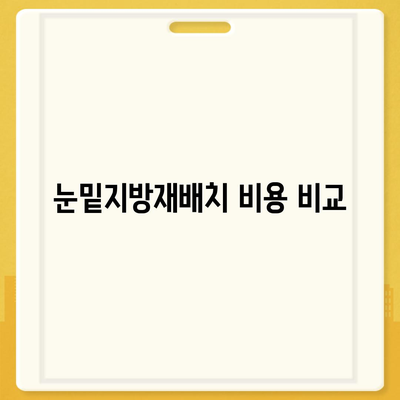 눈밑지방재배치 가격 비교 및 시술 방법 가이드 | 성형외과, 비용, 후유증