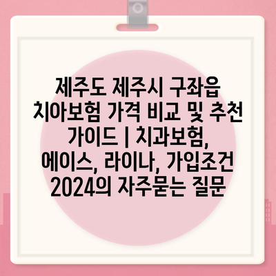 제주도 제주시 구좌읍 치아보험 가격 비교 및 추천 가이드 | 치과보험, 에이스, 라이나, 가입조건 2024