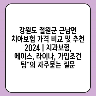 강원도 철원군 근남면 치아보험 가격 비교 및 추천 2024 | 치과보험, 에이스, 라이나, 가입조건 팁"