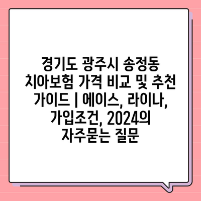 경기도 광주시 송정동 치아보험 가격 비교 및 추천 가이드 | 에이스, 라이나, 가입조건, 2024