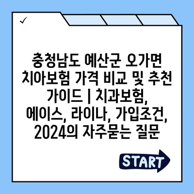 충청남도 예산군 오가면 치아보험 가격 비교 및 추천 가이드 | 치과보험, 에이스, 라이나, 가입조건, 2024