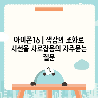 아이폰16 | 색감의 조화로 시선을 사로잡음