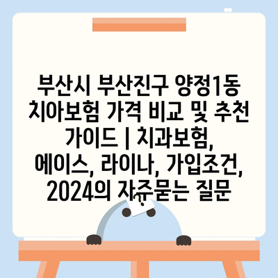 부산시 부산진구 양정1동 치아보험 가격 비교 및 추천 가이드 | 치과보험, 에이스, 라이나, 가입조건, 2024