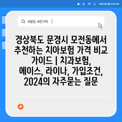 경상북도 문경시 모전동에서 추천하는 치아보험 가격 비교 가이드 | 치과보험, 에이스, 라이나, 가입조건, 2024