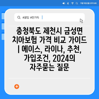 충청북도 제천시 금성면 치아보험 가격 비교 가이드 | 에이스, 라이나, 추천, 가입조건, 2024