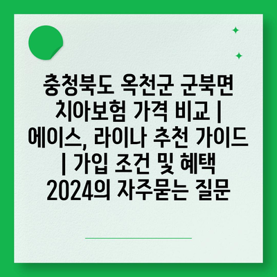 충청북도 옥천군 군북면 치아보험 가격 비교 | 에이스, 라이나 추천 가이드 | 가입 조건 및 혜택 2024