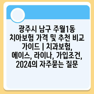 광주시 남구 주월1동 치아보험 가격 및 추천 비교 가이드 | 치과보험, 에이스, 라이나, 가입조건, 2024