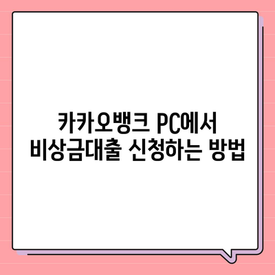 카카오뱅크 pc버전 비상금대출신청