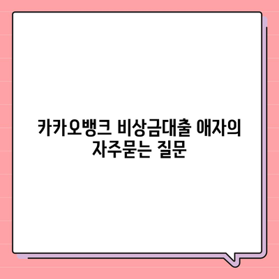 카카오뱅크 비상금대출 애자