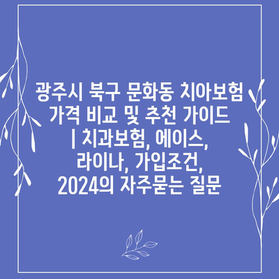 광주시 북구 문화동 치아보험 가격 비교 및 추천 가이드 | 치과보험, 에이스, 라이나, 가입조건, 2024