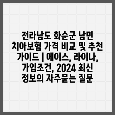 전라남도 화순군 남면 치아보험 가격 비교 및 추천 가이드 | 에이스, 라이나, 가입조건, 2024 최신 정보