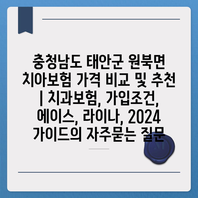 충청남도 태안군 원북면 치아보험 가격 비교 및 추천 | 치과보험, 가입조건, 에이스, 라이나, 2024 가이드