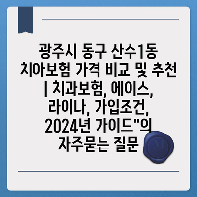 광주시 동구 산수1동 치아보험 가격 비교 및 추천 | 치과보험, 에이스, 라이나, 가입조건, 2024년 가이드"