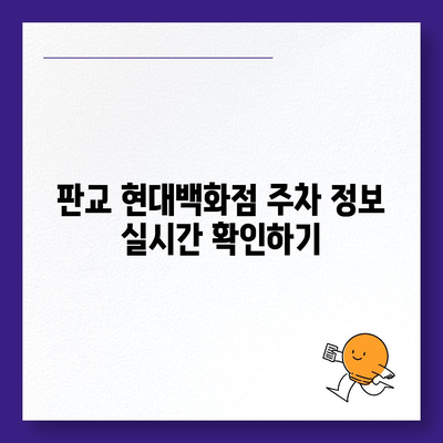 판교 현대백화점 주차난 해결책 | 카카오맵, 카카오T 활용