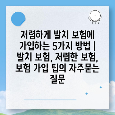 저렴하게 발치 보험에 가입하는 5가지 방법 | 발치 보험, 저렴한 보험, 보험 가입 팁