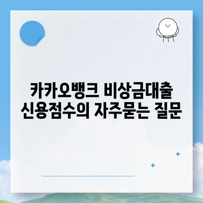 카카오뱅크 비상금대출 신용점수