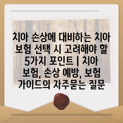 치아 손상에 대비하는 치아 보험 선택 시 고려해야 할 5가지 포인트 | 치아 보험, 손상 예방, 보험 가이드