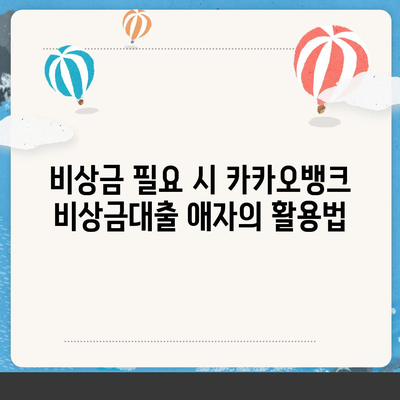 카카오뱅크 비상금대출 애자