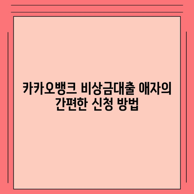 카카오뱅크 비상금대출 애자