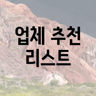 업체 추천 리스트