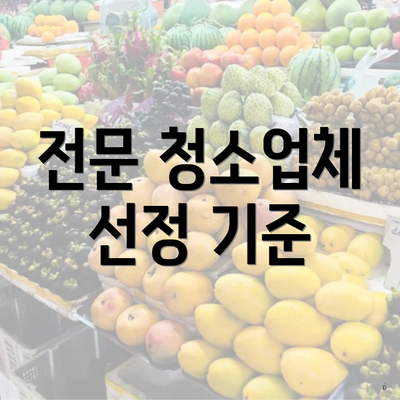 전문 청소업체 선정 기준