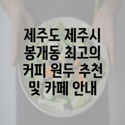 제주도 제주시 봉개동 최고의 커피 원두 추천 및 카페 안내