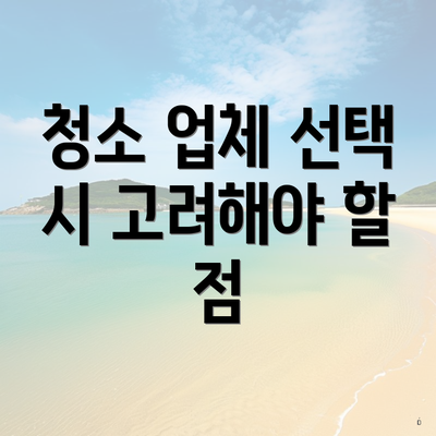 청소 업체 선택 시 고려해야 할 점