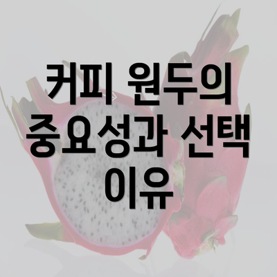 커피 원두의 중요성과 선택 이유