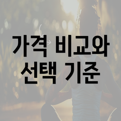 가격 비교와 선택 기준