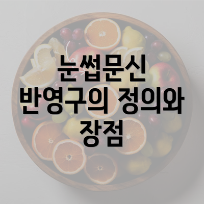 눈썹문신 반영구의 정의와 장점