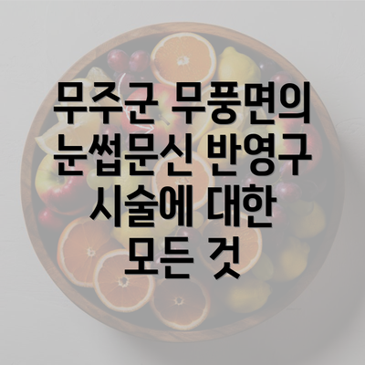 무주군 무풍면의 눈썹문신 반영구 시술에 대한 모든 것