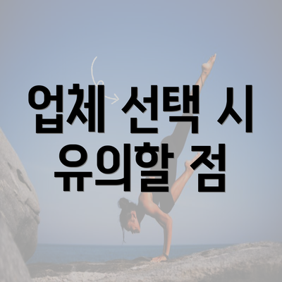 업체 선택 시 유의할 점