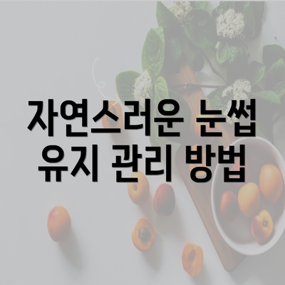 자연스러운 눈썹 유지 관리 방법