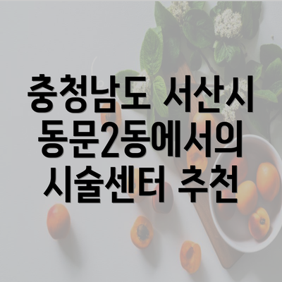 충청남도 서산시 동문2동에서의 시술센터 추천