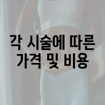 각 시술에 따른 가격 및 비용