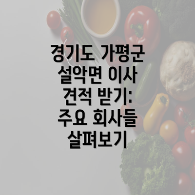 경기도 가평군 설악면 이사 견적 받기: 주요 회사들 살펴보기