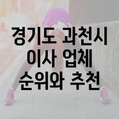 경기도 과천시 이사 업체 순위와 추천