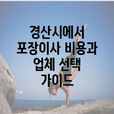 경산시에서 포장이사 비용과 업체 선택 가이드