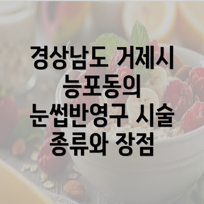 경상남도 거제시 능포동의 눈썹반영구 시술 종류와 장점