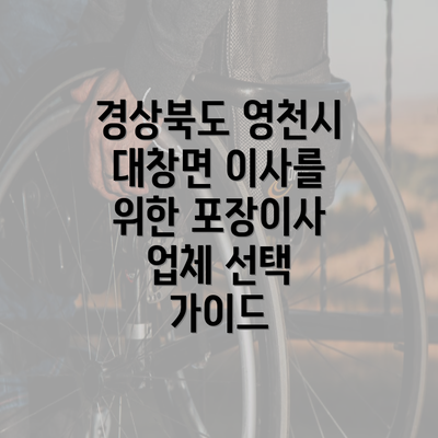 경상북도 영천시 대창면 이사를 위한 포장이사 업체 선택 가이드